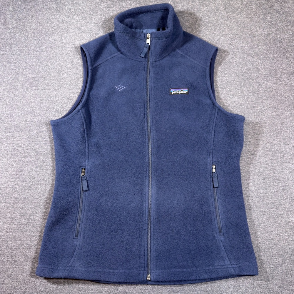 Patagonia Synchilla Vest Womens Medium Navy Blue Fleece Full Zip Sleeveless
